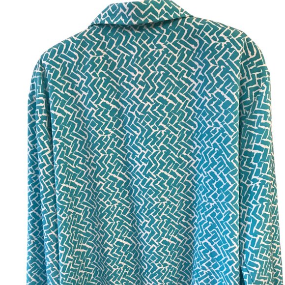 Silver Threads Windbreaker Jacket: Vintage 70s Lightweight Zippered Turquoise L - Picture 8 of 10